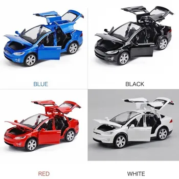 1:32 Tesla Model-X Lydinio Automobilių Diecast Modelis Žaislinių Transporto Priemonių Garso Ir Šviesos Traukti Atgal, Metalo Automobilių Modeliavimo Rinkti Dovanas Vaikams, Žaislai