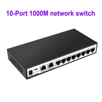 1000 Mbps Jungiklis 10 Uostus Gigabit Tinklo LAN RJ45 Smart Hub Ethernet Switcher 5V IP VAIZDO stebėjimo Kamera/WiFi Router