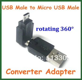 100vnt USB 2.0 Male Micro USB 2.0 Male Konverteris Adapteris 360 Laipsnių Sukimosi Kampas Pratęsimo Adapteris Adapteris Jungtis