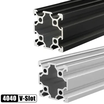 2/4pcs 4040 V-įpjovos Aliuminio Profilių Ekstruzijos 100mm-1500mm Linijinis Geležinkelių CNC 3D Spausdintuvą, Sidabrinė Juoda
