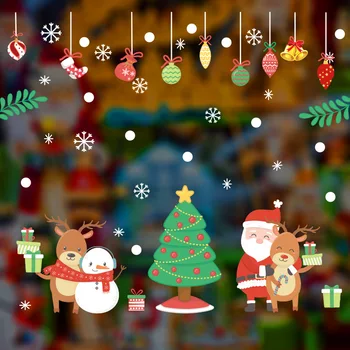 2021 Animacinių filmų Kalėdiniai Langų Lipdukai, Stiklo Dekoravimas Sienų Lipdukai Santa Claus ir šiaurės elnių Kalėdų Dekoratyviniai Lipdukai PVC