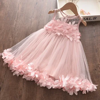 2023 Mergaičių Suknelės Naujos Saldus Princesė Dress Baby Vaikų Mergaičių Drabužių Vestuvės Suknelės, Vaikų Drabužiai, Rožinė Aplikacijos