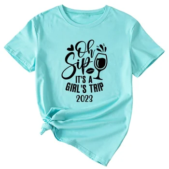 2023 Vasaros Laisvalaikio moteriški marškinėliai Kūrybos Vyno taurė Spausdinti Mados Didelio Dydžio Trumpas Rankovės Prarasti Apvalios Kaklo Moterų Topai