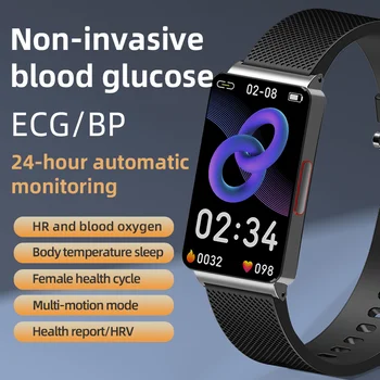 2023NonInvasive Kraujo Gliukozės SmartBand EKG Smart Apyrankę Kraujo Spaudimas Sveikatos Stebėsenos Smartwatch 