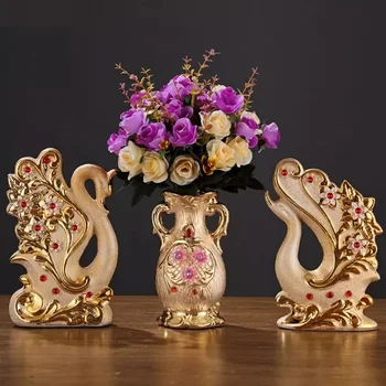 3Pcs/Set Vaza Apdailos Keramikos Kūrybos Namų Kambarį Įėjimo TV Spintelė Apdailos Gėlių kompozicijų Vestuvių Dovana