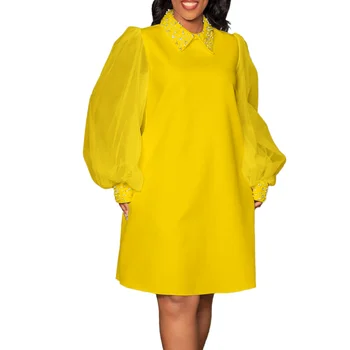 Afrikos Suknelės Moterims Vetement Femme Dashiki Geltonos Spalvos Marškinėliai Suknelė Afrikos Drabužius Dashiki Ankara Suknelės Ponios 2023 Vasaros, Nauja