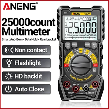 ANENG SZ20 Profesionalus Skaitmeninis Multimetras 25000 Skaičiuoja Elektros AC/DC Srovės Matuoklis Įtampos Testeris Automobilio Ohm Temp Kondensatorius