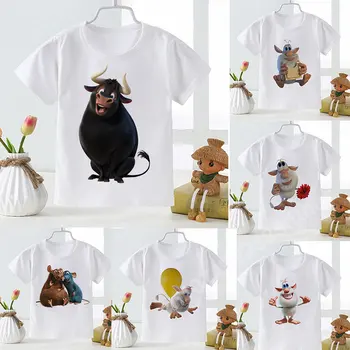Animacinių filmų Galvijų T-shirt Spausdinti Kūdikių Drabužiai Modelis Berniukų ir Mergaičių, Minkštas Baltas Viršūnes Bamblys Vasaros Mados Naujo Stiliaus Viršaus Vaikai Tees