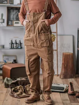 Aukštos Kokybės Multi Pocket Priemonė, Dirželis, Kelnės, vyriški darbo drabužiai Bendras Mados Rompers Kelnes Ins Naujo Derliaus Amerikos Sunku Jumpsuit