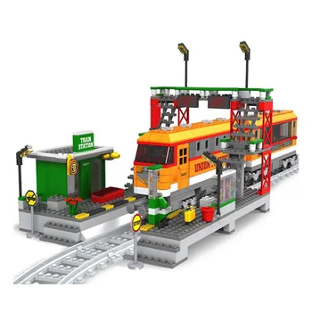 AUSINI 25110 Statybiniai Blokai, Plytos Traukinio Serija Su Stotis Ir Geležinkelio Platformos Vaikai 
