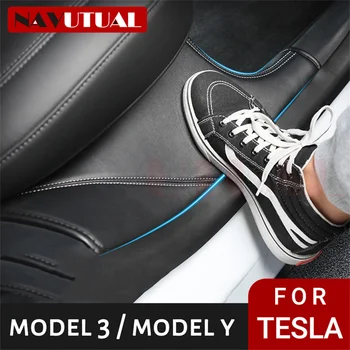 Automobilio Galinių Durelių Slenksčio apsaugos Tesla Model Y 2022 Oda Galinės Sėdynės Anti-nešvarus Kilimėlis Anti Kick Pad Modelio Y Automobilių Reikmenys 2023