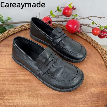 Careaymade-Nauji natūralios Odos moteriški batai Pavasario Minkštas Padas Patogus Pupelių Batai moteriški Vieną Butai Mamos Laisvalaikio Bateliai