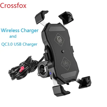 Crossfox Dviračių Motociklų USB Greitai Įkrauti QC3.0 & Qi Bevielio 4.7-7 Colių Telefono Laikiklį Samsung Galaxy A12 A13 A14 A53