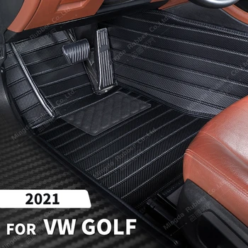 Custom Anglies Pluošto stiliaus Grindų Kilimėliai VW Volkswagen Golf 2021 Koja kiliminė danga Padengti Automobilių Interjero Priedai