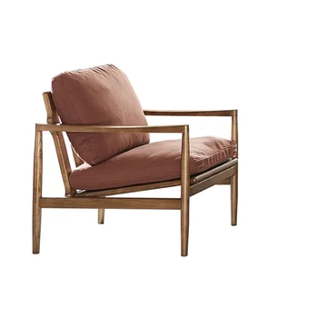 Didmeninė lounge laisvalaikio šiuolaikinės kėdės medienos prabangus dizainas, odinis medinių kėdžių kambarį kėdės