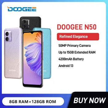 DOOGEE N50 6.52 Colių HD Ekranas Android 13 Išmanųjį telefoną Octa Core 8GB+128GB 50MP Kamera 4200mAh Baterija Greitai Įkrauti Mobiliuosius Telefonus