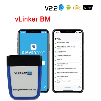 ELM327 V2.2 vLinker BM BMW Bimmercode Kodas Skaitytojas OBD2 Skaitytuvas, Bluetooth 3.0 Automobilių Diagnostikos Įrankis