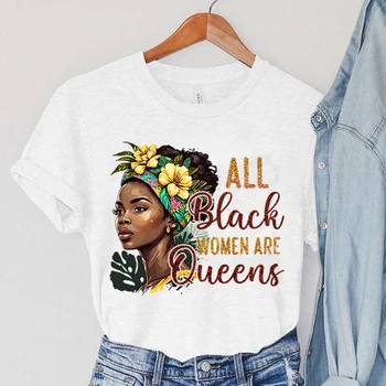 Gražus Juodas Karalienė Marškinėliai moteriški Drabužiai Visas Juodas Moterys Yra Karalienės Spausdinti Karšto Pardavimo Moterų Viršūnių Gėlių Vintage Marškinėliai