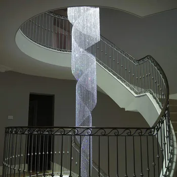 Ilgai Krištolo Sietynai Šviesos Šviestuvas LED Modernus Spiralinis Prabanga Liustra Amerikos Laiptai Šviečia Droplight Aukštis 300cm