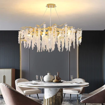 Krištolo sietynas, Modernių lubų liustra svetainė crystal šviesos virtuvės LED šviestuvo valgomasis, kabamųjų lubų lempa