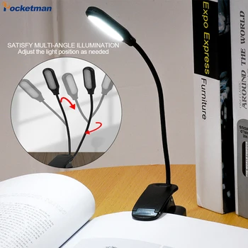 LED Akių Apsauga Knygos Naktį Šviesos Lanksčiai Reguliuojamas Mini Clip-On Tyrimą, Stalo Lempos Baterija Kelionės Miegamasis Skaityti