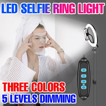 LED Šviesos Žiedas RGB Selfie Užpildyti Šviesos Nešiojamas USB Powered Profissional Fotografijos Lempa, Reguliuojamo Trikojo, Makiažas Video Apšvietimas