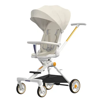 Lengvas kūdikio vežimėlis High Kraštovaizdžio keturių ratų vežimėlis Nešiojamas sulankstomas daugiafunkcį dvipusis Sėdi ir Guli kūdikis vežimėlyje