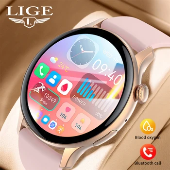 LIGE NFC Smart Watch Moterų Mados IP68 Vandeniui 466*466 AMOLED Ekrane Visada Rodomas Laikas 