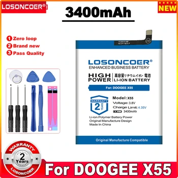 LOSONCOER 3400mAh X55 Bateriją Už DOOGEE X55 Baterija Smart Phone +Nemokamas įrankiai