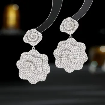 Mados Camellia Žiedų Tabaluoti Auskarai Už Ponios Dizaineris Prabangių Gėlių Nepriklausomo Earings Prekės Papuošalai