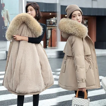 Medvilnės Drabužius Moterims 2023 Žiemos Lydeka Laisvalaikio Vidutinio Ilgio Korėjos Stiliaus Moterų Šiltas Prarasti Dideli Vilnonių Apykaklės