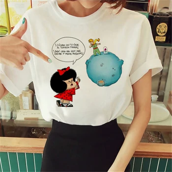 Naujas Atvykimo Mažasis Princas Atspausdinta Marškinėliai Apvalios Kaklo Trumpomis Rankovėmis Marškinėlius Moterų Harajuku Ponios Tshirts Atsitiktinis Marškinėlius Moterims