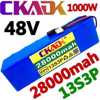 NAUJAS CKADK 48V akumuliatoriaus 13s3p 28Ah baterija 1000W didelės galios baterija Ebike elektrinių dviračių (BMS), su xt60 kištuko +kroviklis