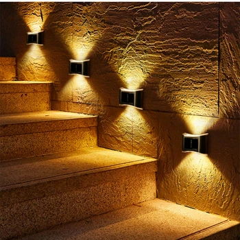 Nerūdijančio Plieno LED Saulės Sienų apšvietimo Lauko Vandeniui Tvora Denio Sodo Kiemo Kelias Laiptų Kraštovaizdžio Balkonas Lampada Dekoras