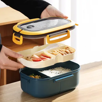 Nešiojamų orui lunchbox Eco-friendly dviguba kamera Bento dėžutės maisto saugojimo konteineris tinka suaugusiems ir vaikams