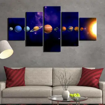 Nuostabus Saulės Sistemos Plakatas Planetų 5 Gabalo Drobės, Nuotraukos Spausdinimo Sienos Meno Tapybos Drobės Sienų Dekoras už Kambarį Įrėminti