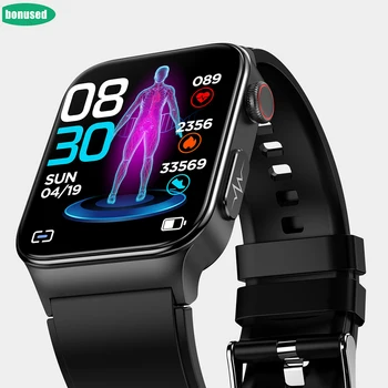 Originalus E500 Kraujo Spaudimas Smart Žiūrėti EKG+PPG HRV Cukraus kiekis Kraujyje Kūno Temperatūra Smartwatch Vyrų IP68 Vandeniui Fitness Tracker