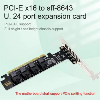 PCIE Į U2 Adapter PCI—E X16, 4-port U. 2 NVME SFF-8643 SFF-8639 Expansion Card PCIe4.0 Padalinta Card PCI-E4.0 Paramą