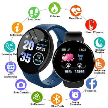Reloj D18 Smart Watch Moterų Mados Vandeniui Apvalios, Širdies Ritmą, Kraujo Spaudimą Fitness Tracker Smart Žiūrėti 2023 Vyrų Laikrodis