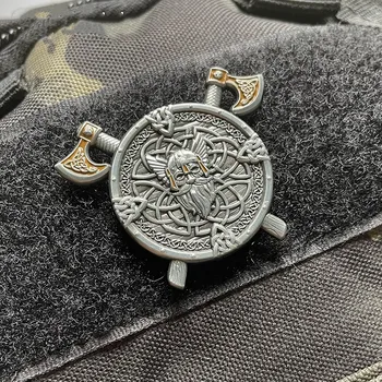Retro Šiaurės Vikingų Totem Metalo Pleistrai Apskrito Modelio Lauko Taktinių Badge 