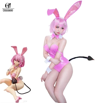 ROLECOS Anime Love Ru Momo Cosplay Kostiumų Sexy Pink Bunny Mergina Vienodas Helovinas Bodysuit Jumpsuit Moterų Momo Cosplay