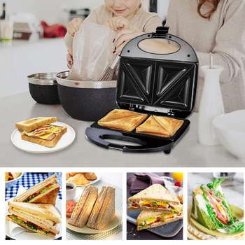 Sandwich Maker Šilumai Atsparus Rankena Mini Duonos Kepimo Skardą neleidžiančioms slysti Koja Non-Stick 750W dvipusis Šildymas Virtuvės Dalykėlių