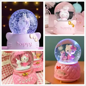 Sanrio Snaigės Music Box Animacinių filmų Hello Kitty Kawaii Valentino Diena Krištolo Rutulį Orchings Mergaitę Vaikų Gimtadienio Dovana