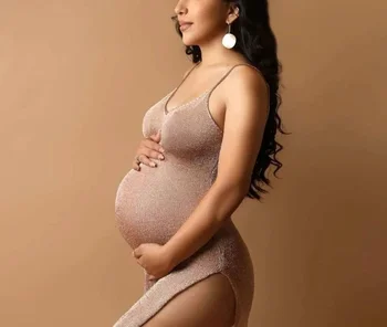 Seksualus Slydimo Motinystės Fotografija Rekvizitai Suknelė Akių Matyti Per Motinystės Fotosesiją Fotografijos Suknelė Pusių Ritininės