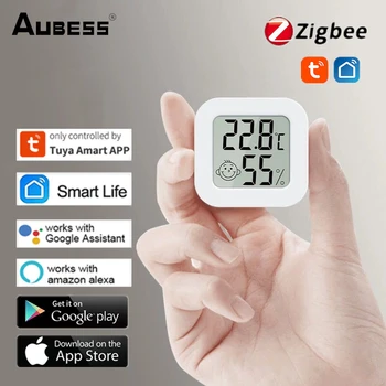 Tuya Zigbee Smart LCD Ekranas Skaitmeninis Termometras su Drėgmėmačiu Stebėti Temperatūros ir Drėgmės Jutiklis Dirbti Su Alexa 