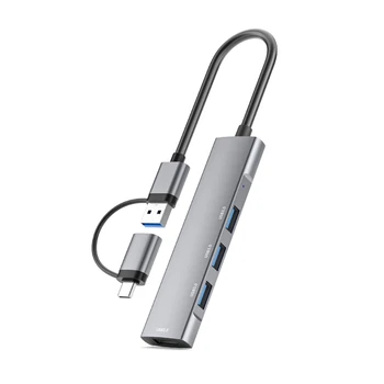 USB3.0 Skirstytuvo Tipą C/USB Įrenginius, 4 Uostų Efektyvų Duomenų Perdavimo ir Įkrovimo, Tvirtas Aliuminio Lydinio Konstrukcija