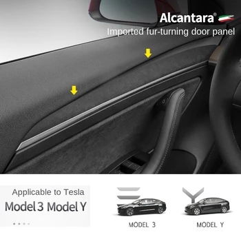 Už Tesla Model Y, Modelis 3 2021 2022 Alcantara Verstos Durų Apdailos Juostelės Centrinė Interjero Lipdukas, Baras