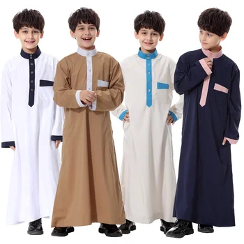 Vaikai Kaftan Abaja Berniukas Jubba Islamo Ilgas Mantijas Musulmonų Thobe Drabužių Islamo Tradicinę Suknelę, Artimųjų Rytų Dubajus, Saudo Arabų
