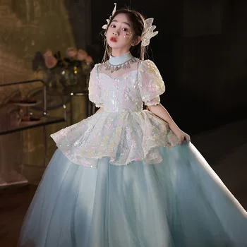 Vaikų Suknelė 2023 Blizgančiais Mergaičių Gimtadienio Puotą Princesė Dress High-end Šviesos prabangos Šalis Vestuvių Suknelė Mergaitėms 