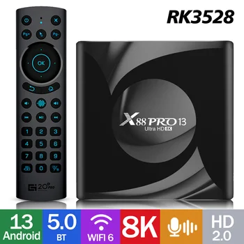 X88 PRO 13 Android13.0 Smart TV BOX RK3528 Quad-Core 2G, 4G 16G 32G 64G Wifi6 AV1 2.4 G 5G Wifi 8K HD Media Player 